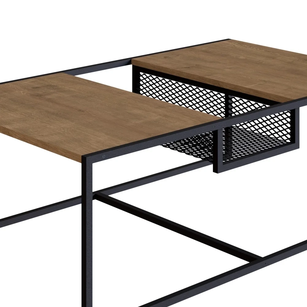 Mesa de Centro Com Nicho Pés Metálicos York Vermont/Preto - Artesano