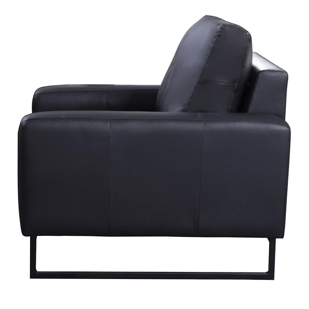 Poltrona Decorativa Base Metal Dallas Couro Preto - Scala Decor