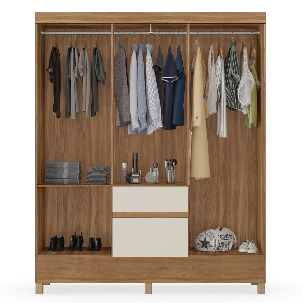 Guarda Roupa Casal 6 Portas 2 Gavetas Flash II D02 Amendola/Off White - Mpozenato