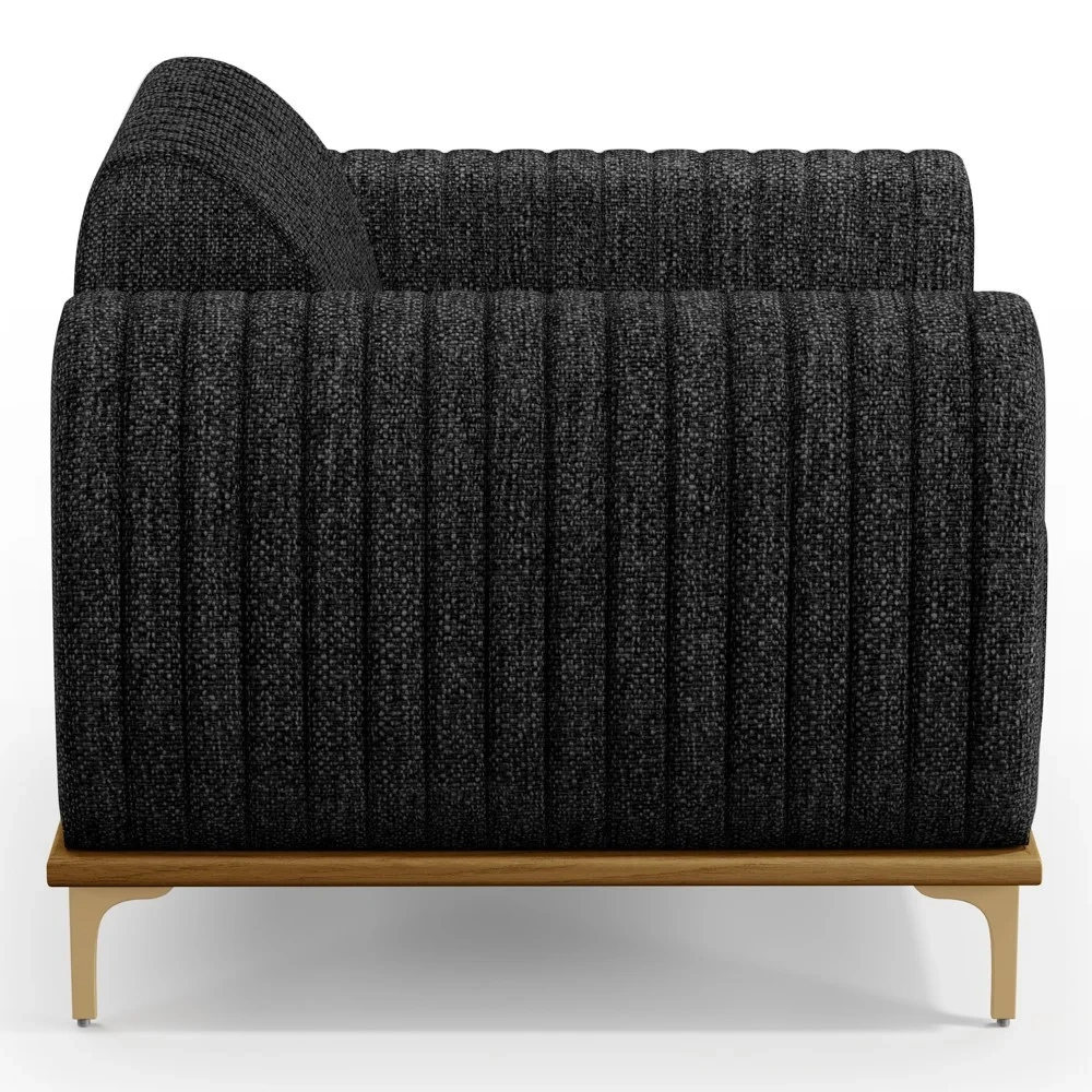 Poltrona Decorativa Base Gold Molino D06 Linho D-465 Chumbo  - Mpozenato