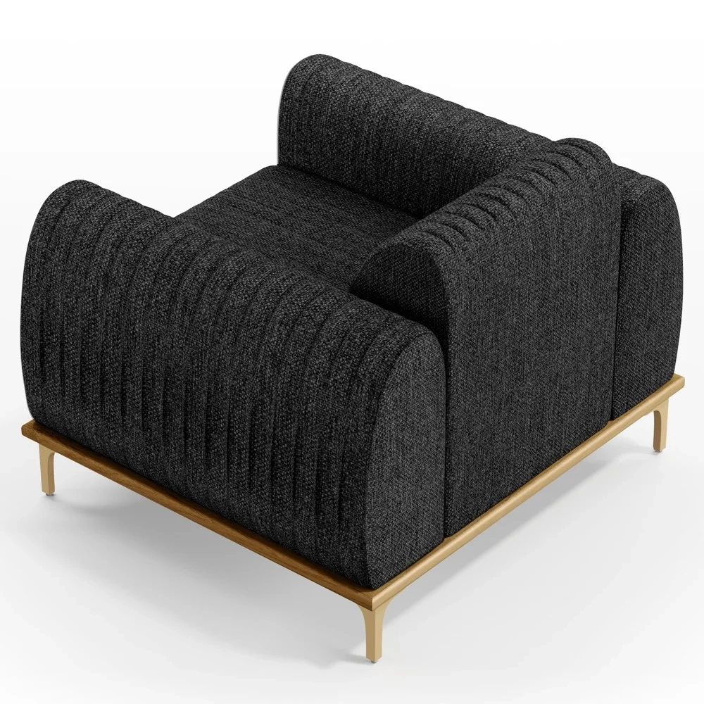 Poltrona Decorativa Base Gold Molino D06 Linho D-465 Chumbo  - Mpozenato