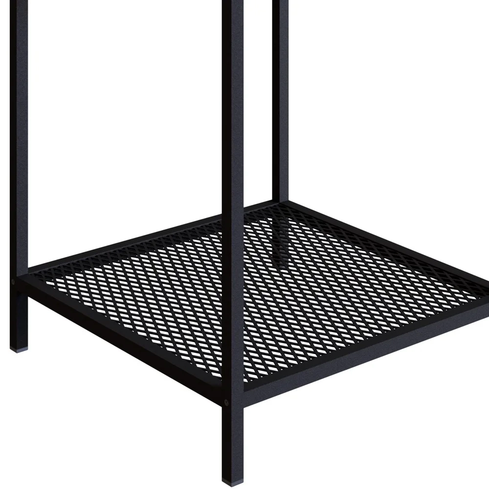 Mesa Lateral 1 Prateleira Estilo Industrial York Hanover/Preto - Artesano