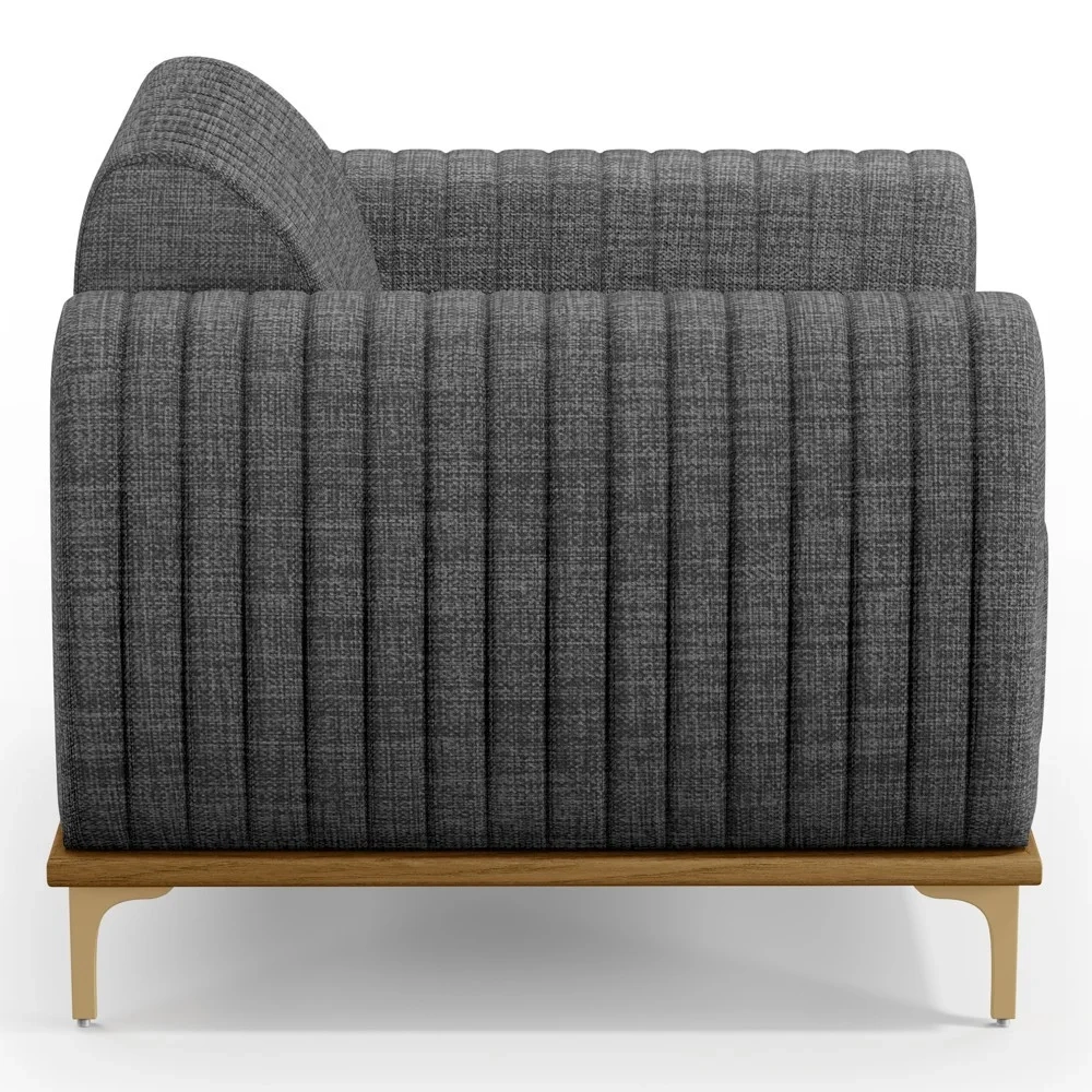 Poltrona Decorativa Base Gold Molino D06 Linho C-416 Cinza Escuro - Mpozenato