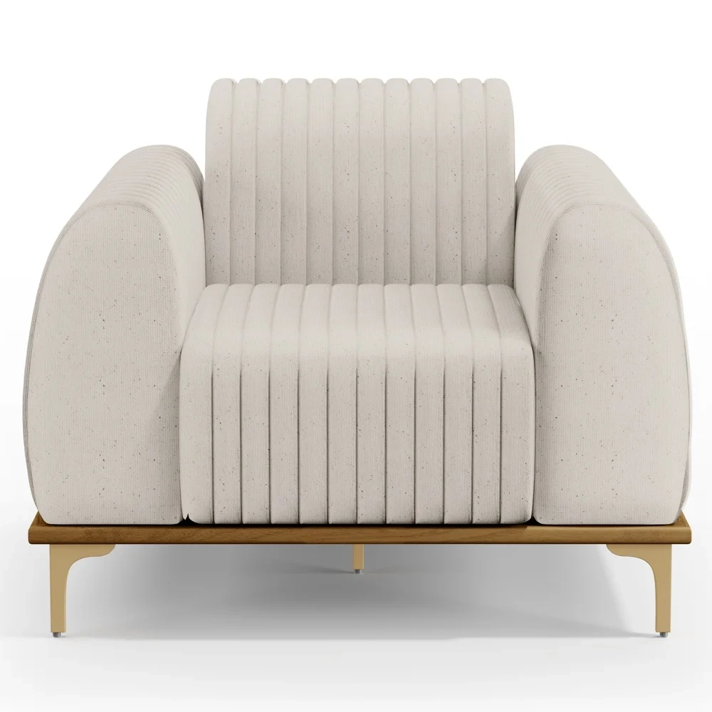 Poltrona Decorativa Base Gold Molino D06 Linho C-367 Cru - Mpozenato