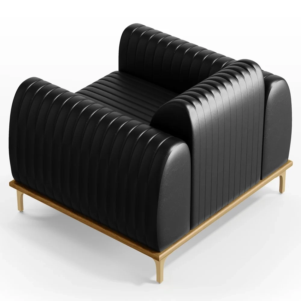 Poltrona Decorativa Base Gold Molino D06 PU B-159 Preto - Mpozenato