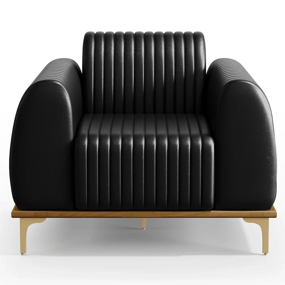 Poltrona Decorativa Base Gold Molino D06 PU B-159 Preto - Mpozenato