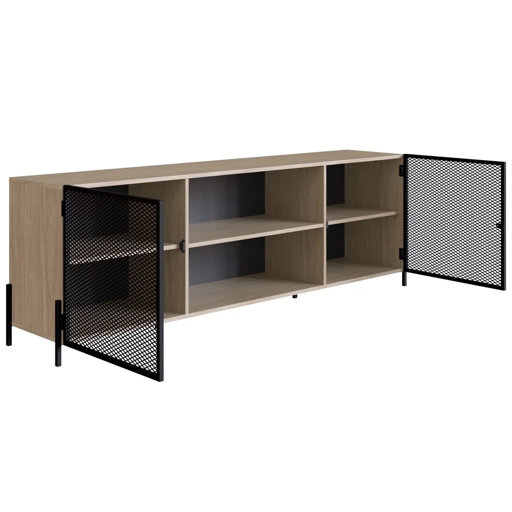 Rack Para TV Até 70 Pol. 2 Portas Pés Metálicos York Hanover/Preto - Artesano