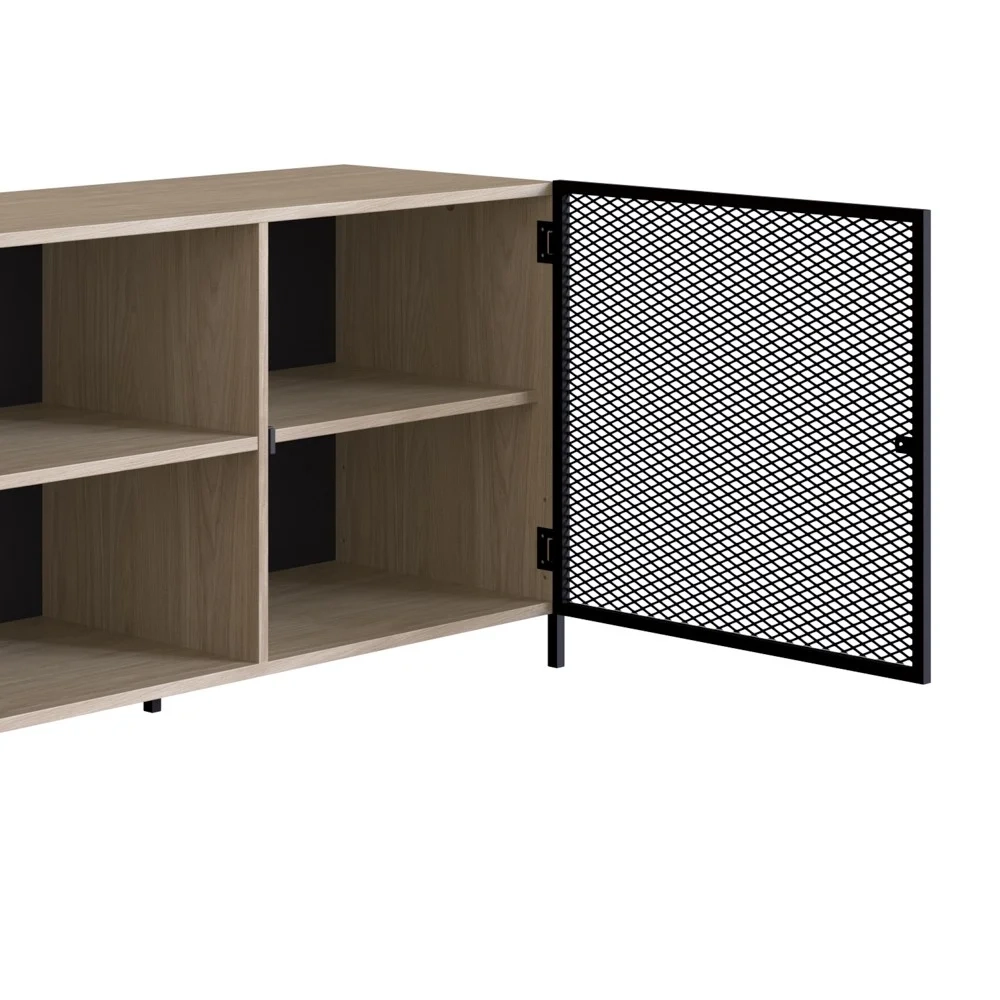 Rack Para TV Até 70 Pol. 2 Portas Pés Metálicos York Hanover/Preto - Artesano