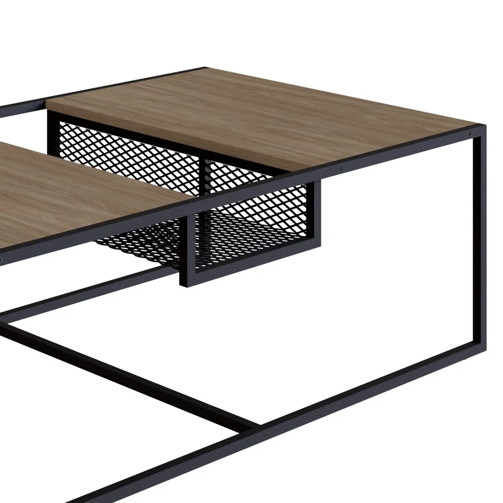 Mesa de Centro Com Nicho Pés Metálicos York Hanover/Preto - Artesano