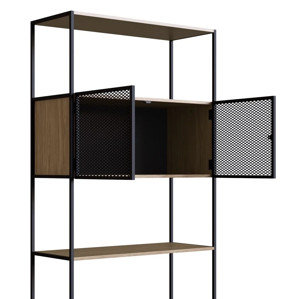 Estante Livreiro 2 Portas 1 Gaveta Estilo Industrial York Hanover/Preto - Artesano