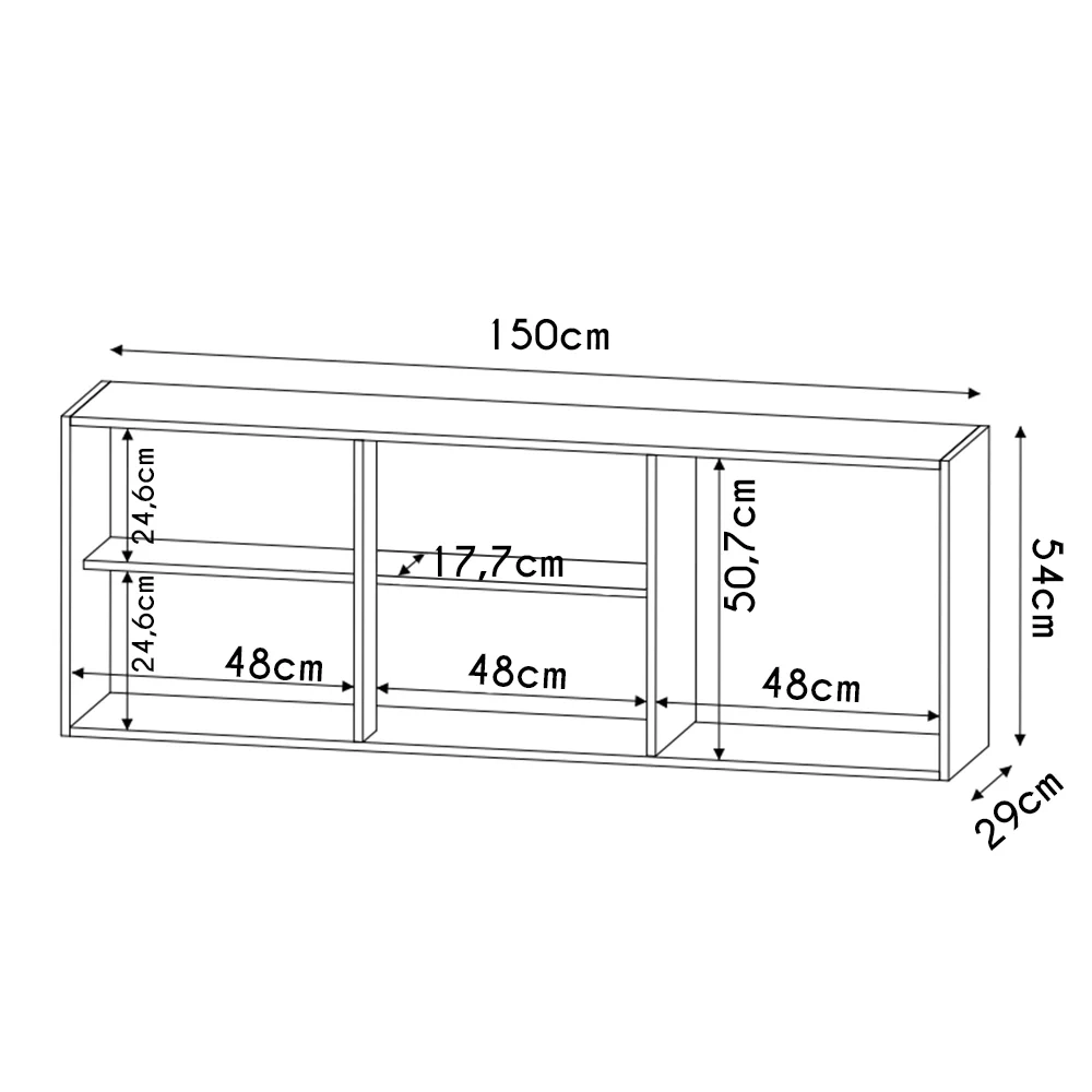 Armário Aéreo de Cozinha 150cm 3 Portas Argélia Castanho/Cinza - Lumil Móveis