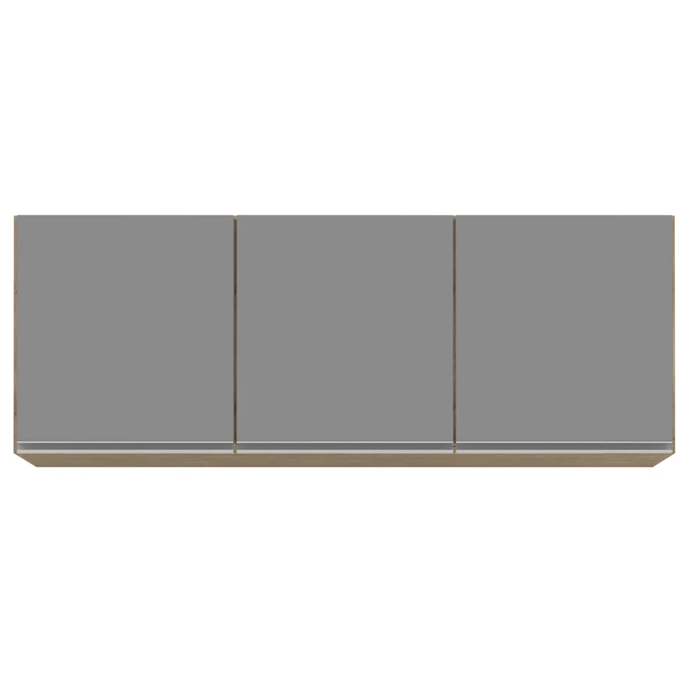 Armário Aéreo de Cozinha 150cm 3 Portas Argélia Castanho/Cinza - Lumil Móveis
