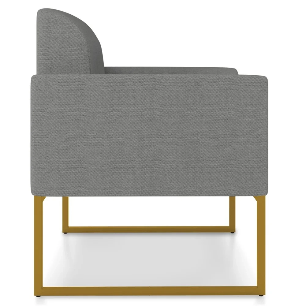 Poltrona Decorativa Base Industrial Dourada Maressa A26 Linho Grafite - Ibiza