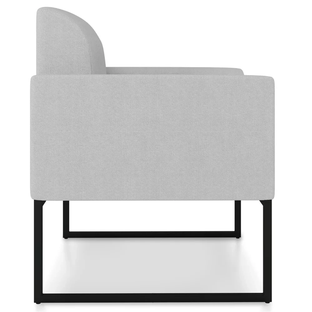 Poltrona Decorativa Base Industrial Preto Maressa A05 Linho Cinza Claro - Ibiza