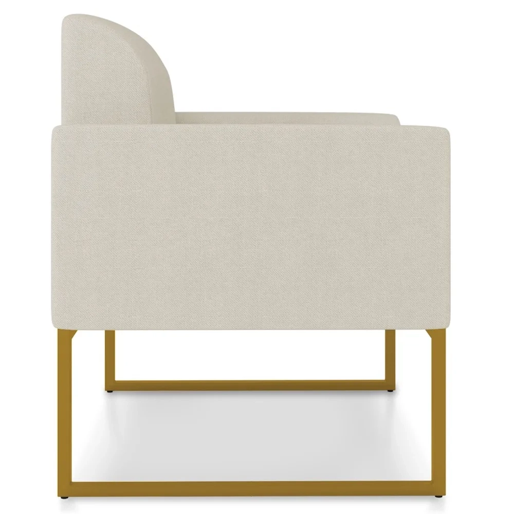 Poltrona Decorativa Base Industrial Dourada Maressa A19 Linho Grosso Bege - Ibiza