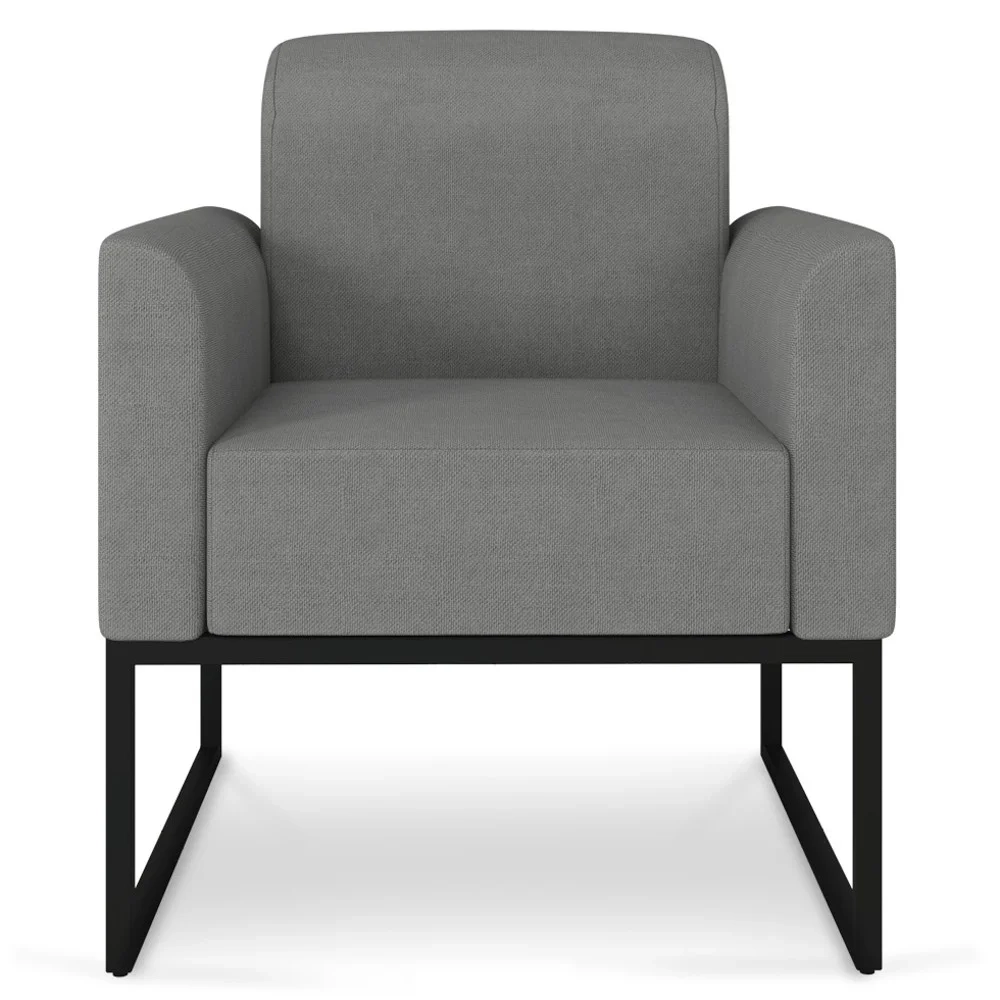 Poltrona Decorativa Base Industrial Preto Maressa A26 Linho Grafite - Ibiza