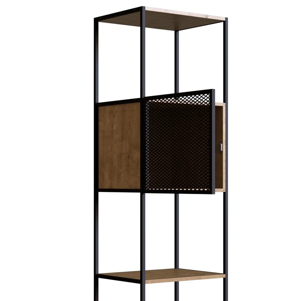 Estante Livreiro 1 Porta 1 Gaveta Estilo Industrial York Vermont/Preto - Artesano