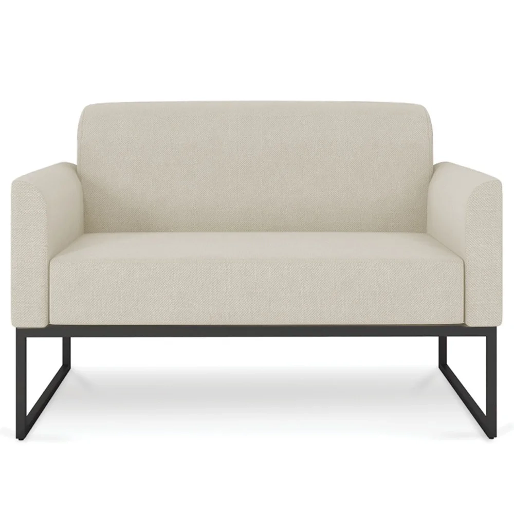 Poltrona Namoradeira 2 Lugares Base Industrial Preta Maressa A19 Linho Grosso Bege - Ibiza