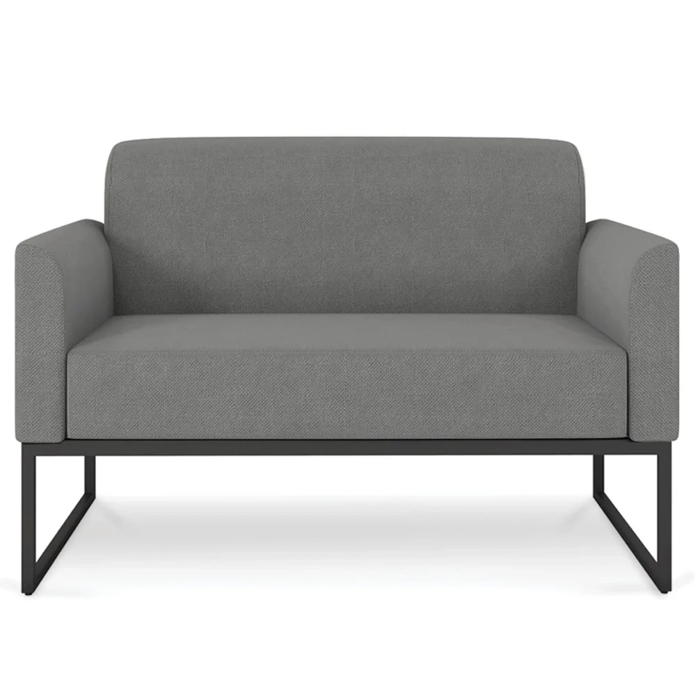 Poltrona Namoradeira 2 Lugares Base Industrial Preta Maressa A26 Linho Grafite - Ibiza