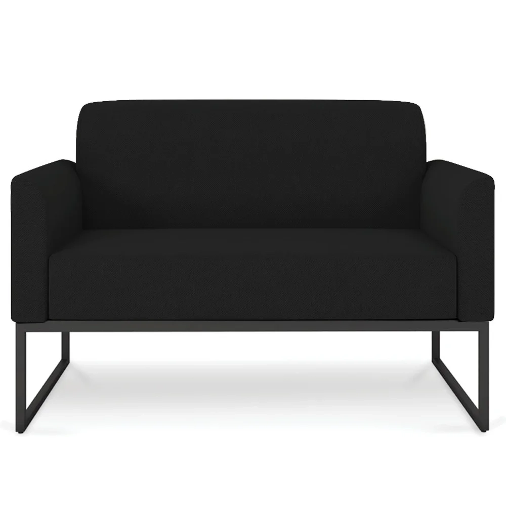 Poltrona Namoradeira 2 Lugares Base Industrial Preta Maressa A79 Linho Preto - Ibiza