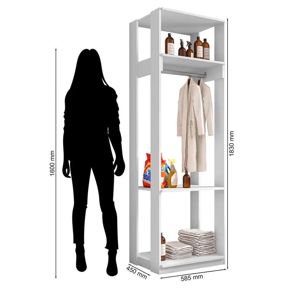 Módulo Guarda Roupa Closet Com Prateleiras Titan Branco Velluto - Móveis Leão