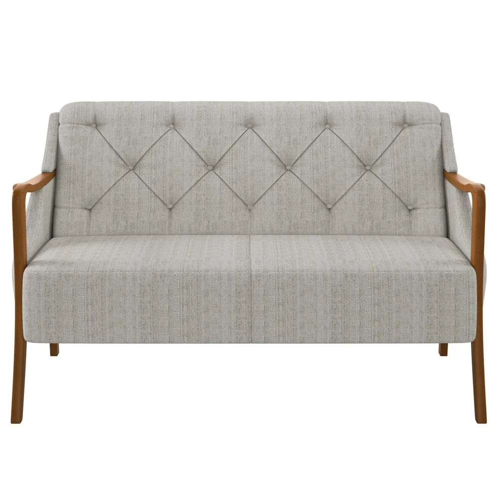 Poltrona Namoradeira 2 Lugares 135cm Capitonê Lapa Z32 Linho Cru - Mpozenato