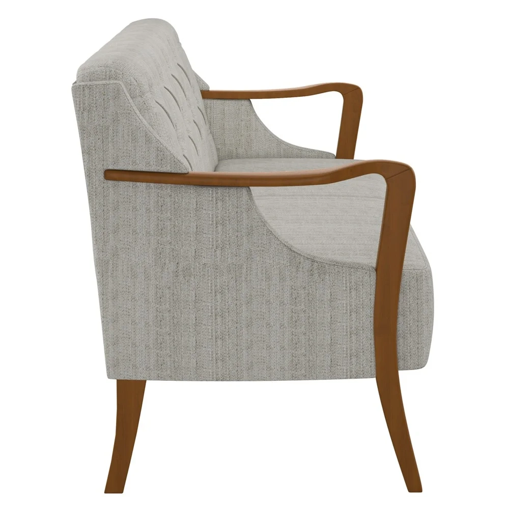 Poltrona Namoradeira 2 Lugares 135cm Capitonê Lapa Z32 Linho Cru - Mpozenato