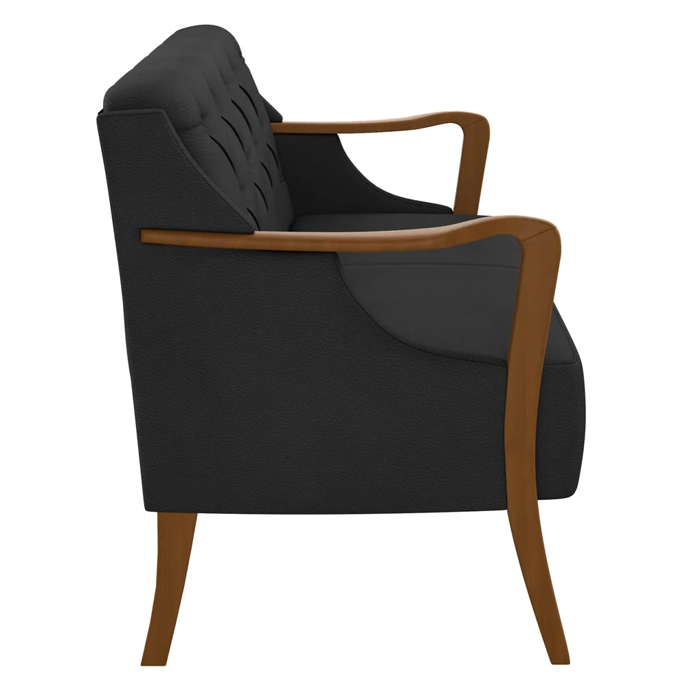 Poltrona Namoradeira 2 Lugares 135cm Capitonê Lapa Z32 PU Preto - Mpozenato