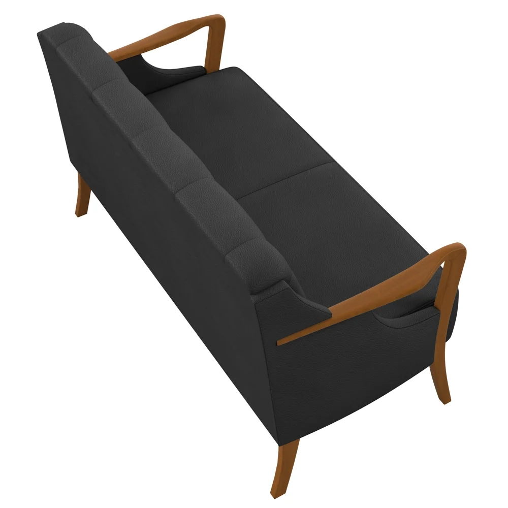 Poltrona Namoradeira 2 Lugares 135cm Capitonê Lapa Z32 PU Preto - Mpozenato