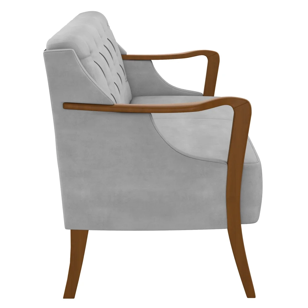 Poltrona Namoradeira 2 Lugares 135cm Capitonê Lapa Z32 Veludo Cinza - Mpozenato