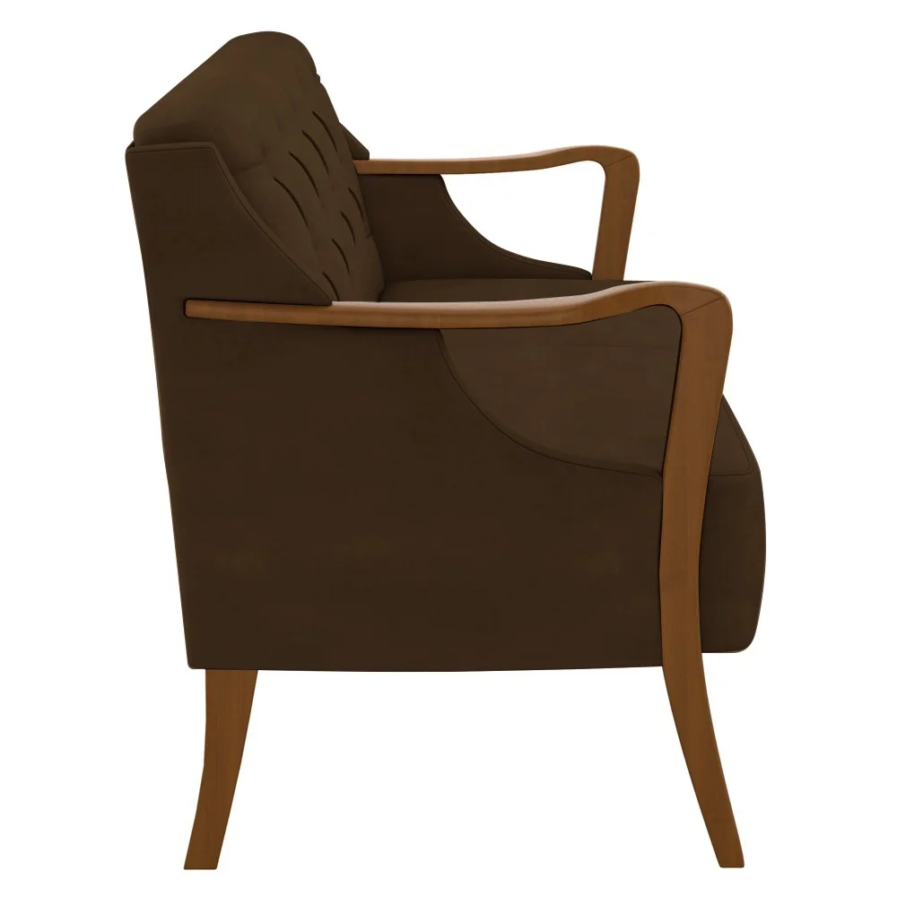 Poltrona Namoradeira 2 Lugares 135cm Capitonê Lapa Z32 Veludo Marrom - Mpozenato