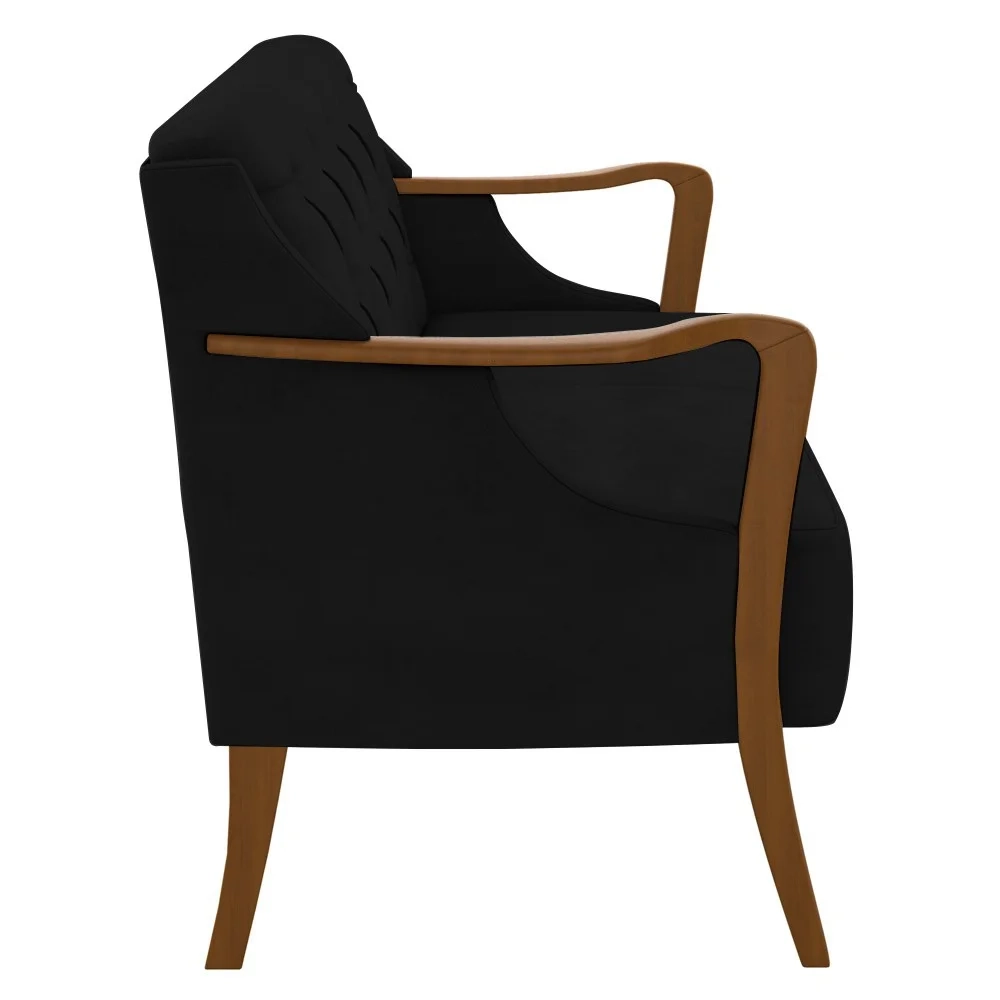 Poltrona Namoradeira 2 Lugares 135cm Capitonê Lapa Z32 Veludo Preto - Mpozenato