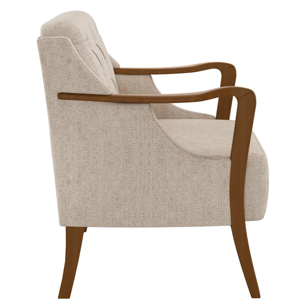 Poltrona Decorativa para Sala de Estar Capitonê Lapa Z32 Linho Cru Liso - Mpozenato