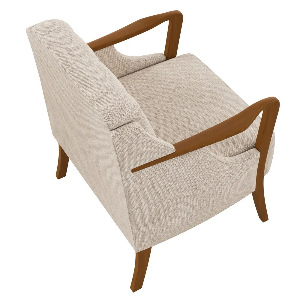 Poltrona Decorativa para Sala de Estar Capitonê Lapa Z32 Linho Cru Liso - Mpozenato