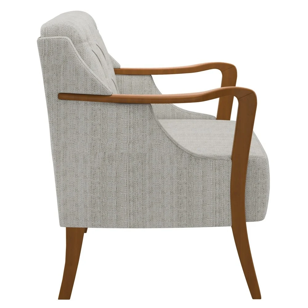 Poltrona Decorativa para Sala de Estar Capitonê Lapa Z32 Linho Cru - Mpozenato