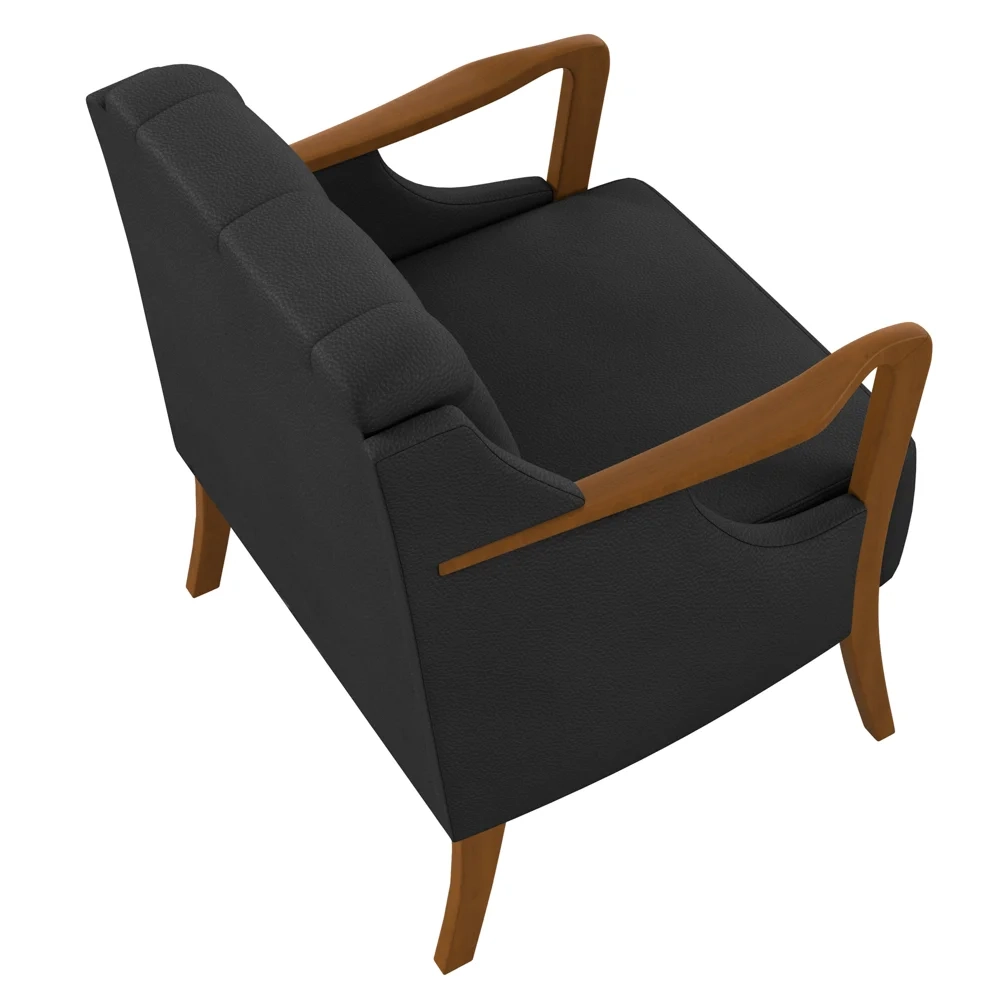 Poltrona Decorativa para Sala de Estar Capitonê Lapa Z32 PU Preto - Mpozenato