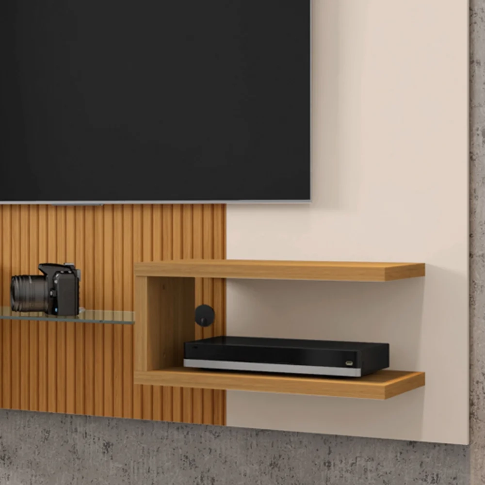 Painel Suspenso Para TV Até 55 Polegadas Atlas Off White/Cinamomo/Ripado - Bechara