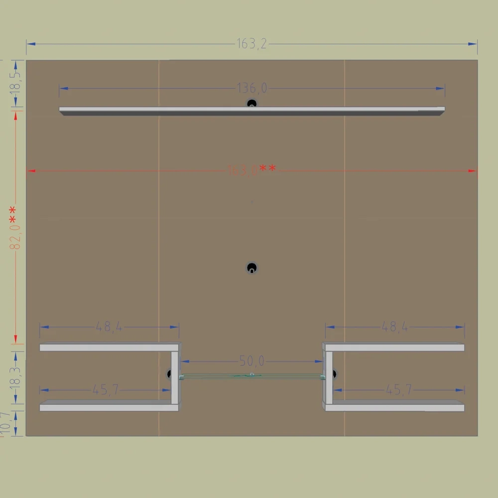 Painel Suspenso Para TV Até 55 Polegadas Atlas Off White/Cinamomo/Ripado - Bechara
