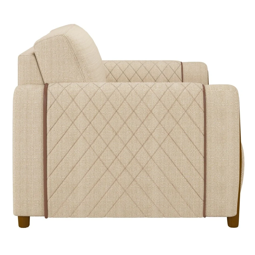 Poltrona Decorativa para Sala de Estar 98cm Amaranto Z32 Linho Champanhe - Mpozenato