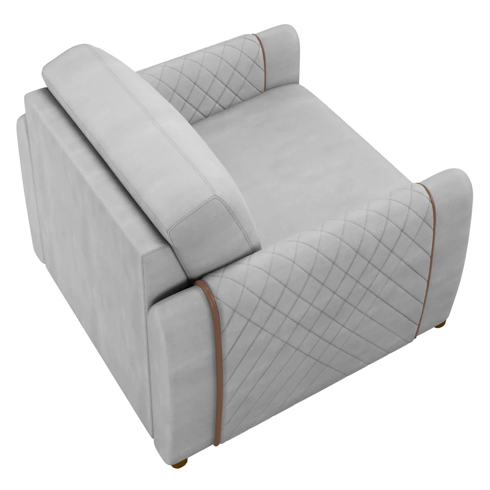 Poltrona Decorativa para Sala de Estar 98cm Amaranto Z32 Veludo Cinza - Mpozenato