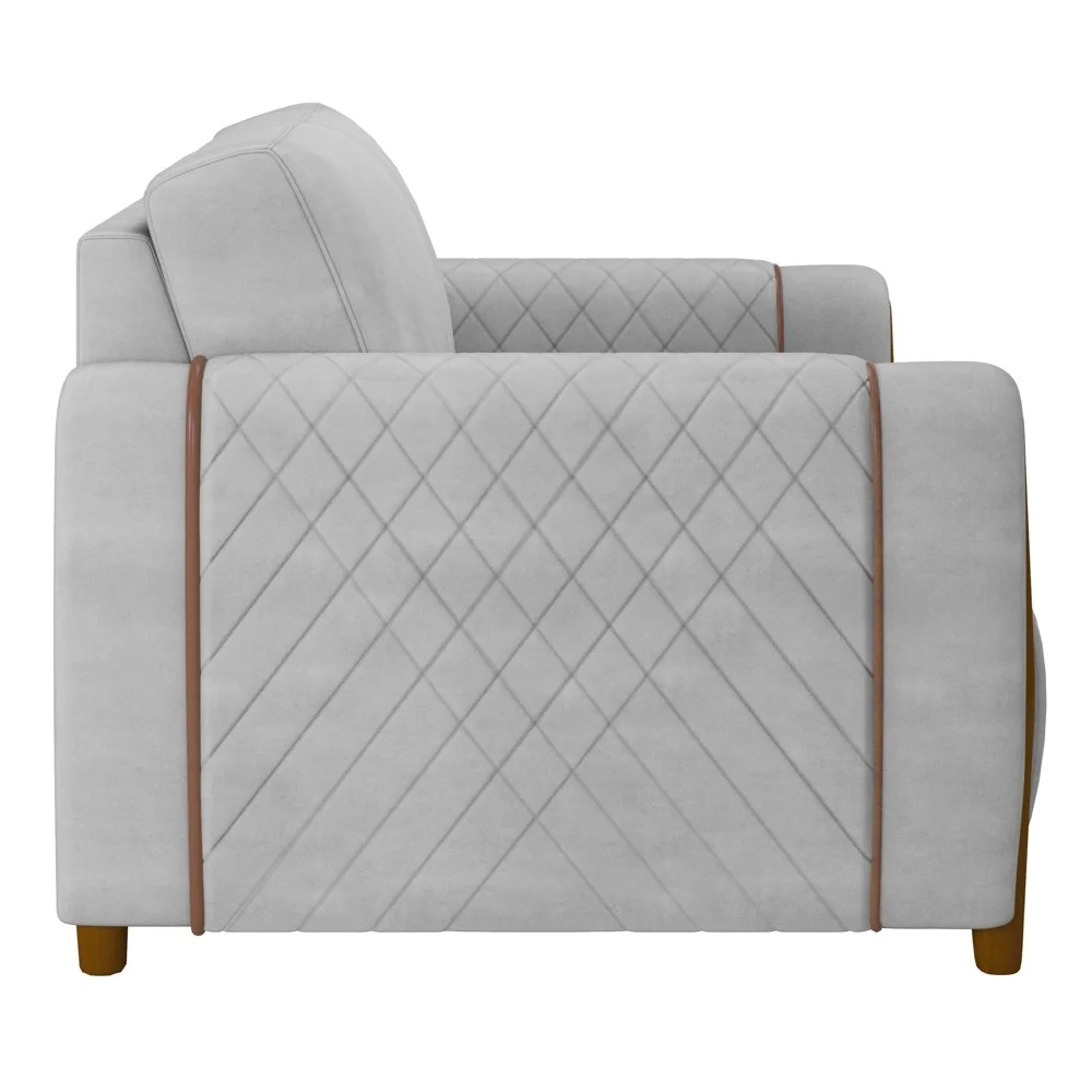 Poltrona Decorativa para Sala de Estar 98cm Amaranto Z32 Veludo Cinza - Mpozenato