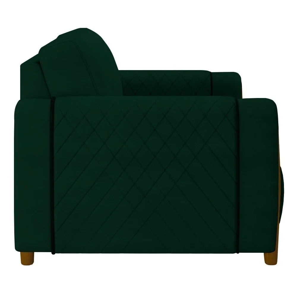 Poltrona Decorativa para Sala de Estar 98cm Amaranto Z32 Veludo Verde - Mpozenato