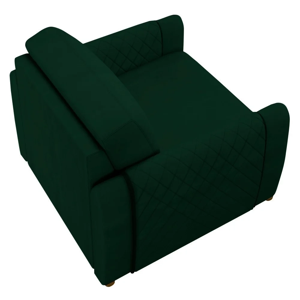 Poltrona Decorativa para Sala de Estar 98cm Amaranto Z32 Veludo Verde - Mpozenato