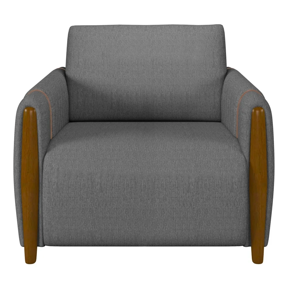 Poltrona Decorativa para Sala de Estar 98cm Amaranto Z32 Linho Cinza Escuro - Mpozenato