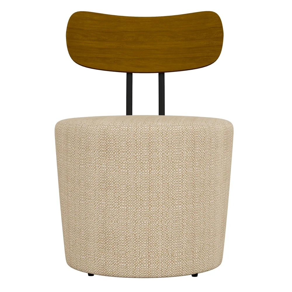 Poltrona Decorativa para Sala de Estar Redonda 53cm Le Moon Z32 Linho Champanhe - Mpozenato