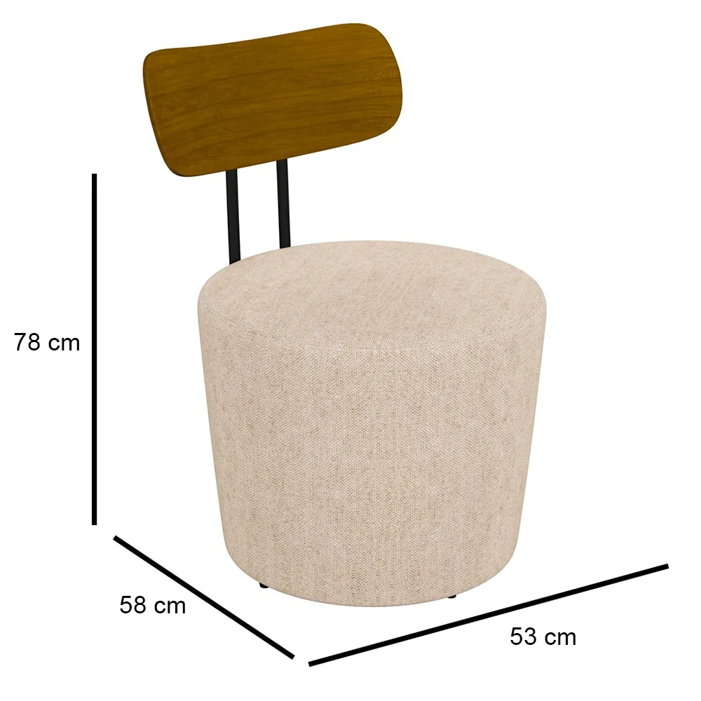 Poltrona Decorativa para Sala de Estar Redonda 53cm Le Moon Z32 Linho Cru - Mpozenato