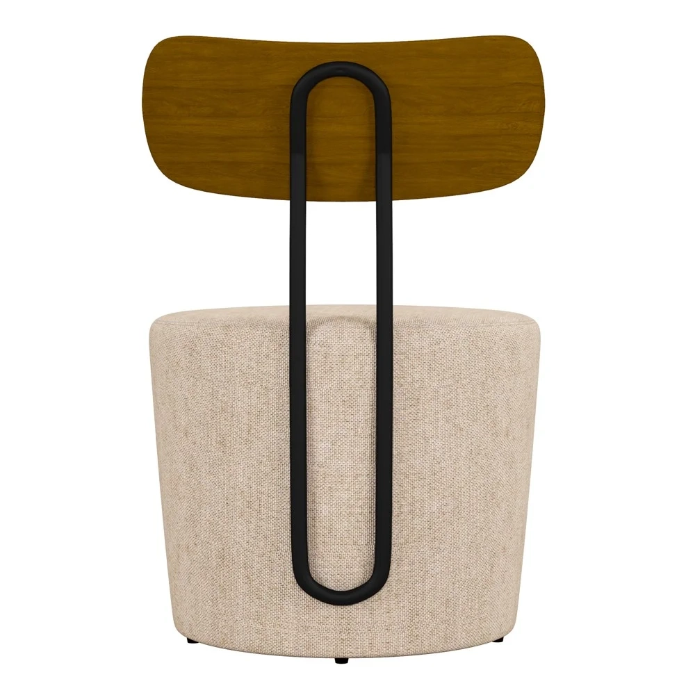 Poltrona Decorativa para Sala de Estar Redonda 53cm Le Moon Z32 Linho Cru - Mpozenato