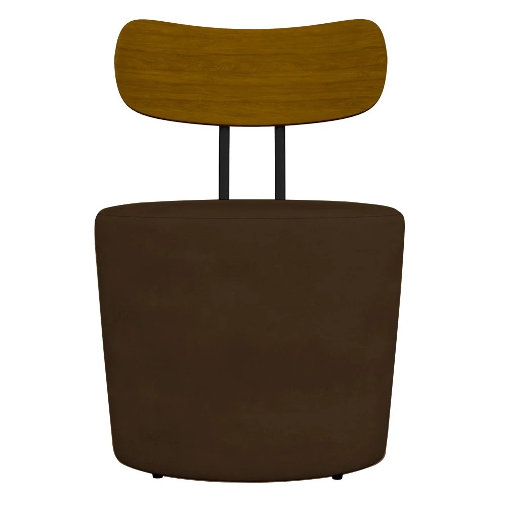 Poltrona Decorativa para Sala de Estar Redonda 53cm Le Moon Z32 Veludo Marrom - Mpozenato
