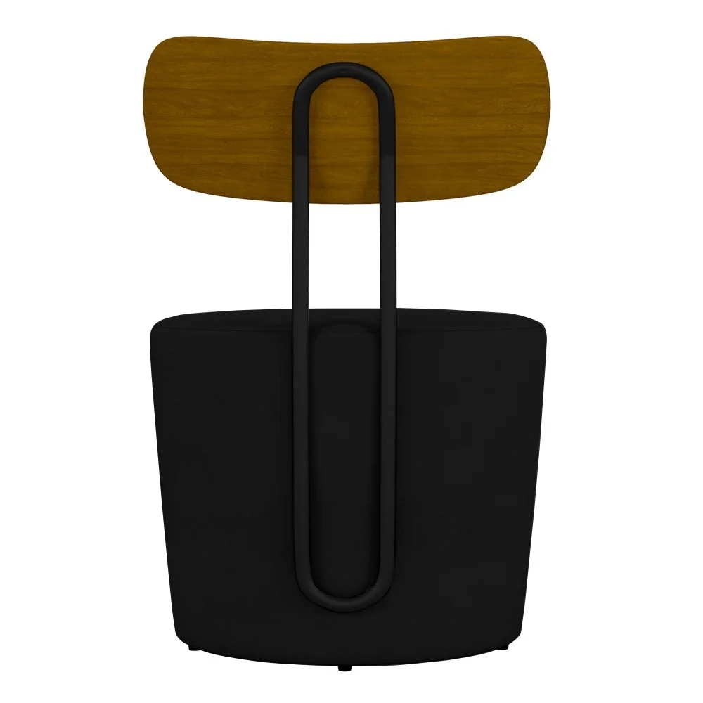 Poltrona Decorativa para Sala de Estar Redonda 53cm Le Moon Z32 Veludo Preto - Mpozenato