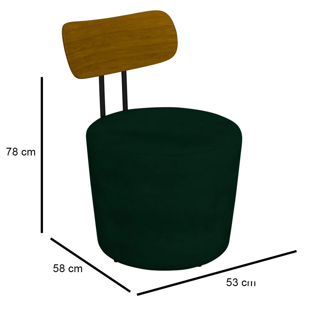 Poltrona Decorativa para Sala de Estar Redonda 53cm Le Moon Z32 Veludo Verde - Mpozenato